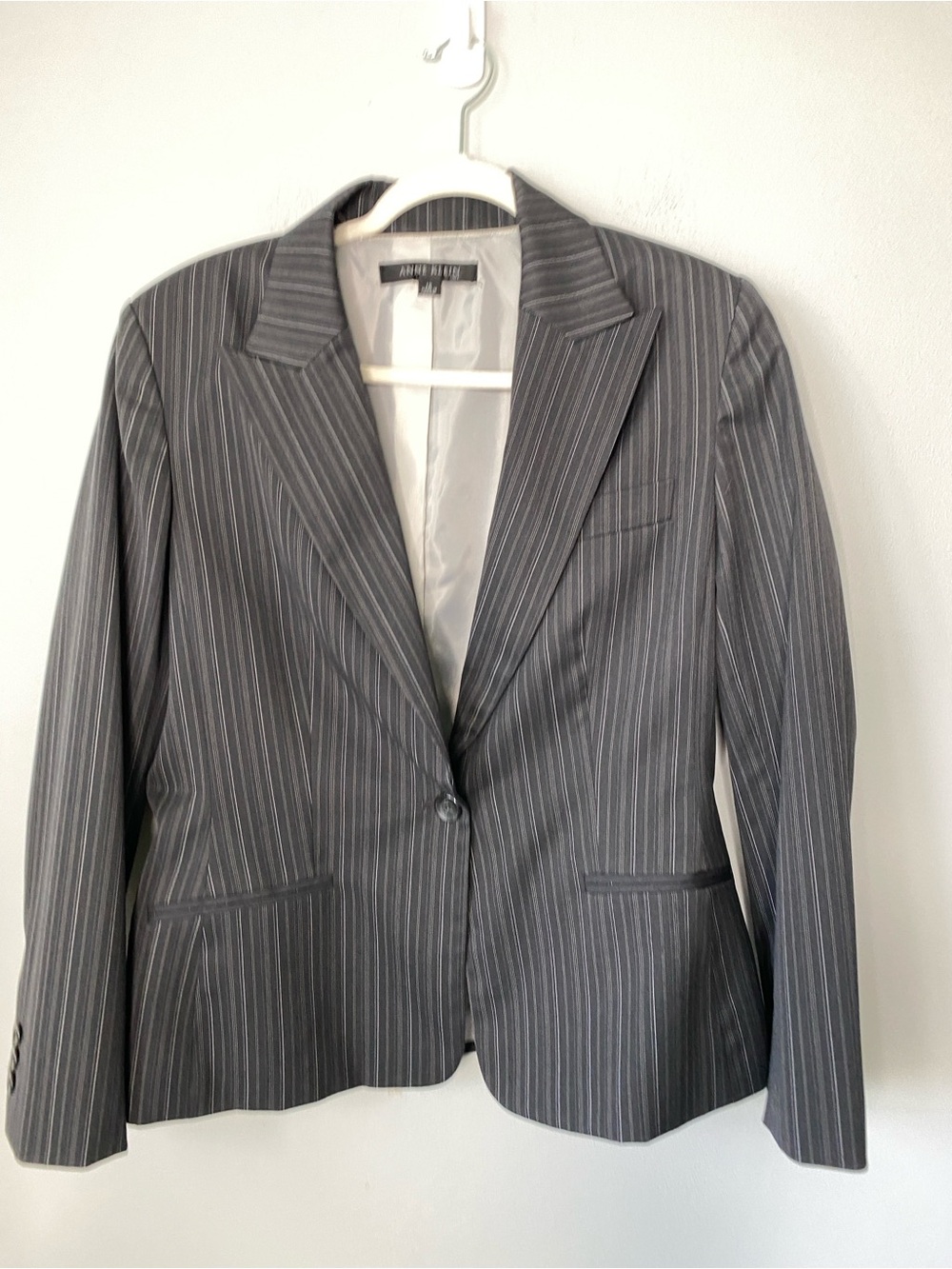 Anne Klein Gray Pinstripe Blazer Jacket